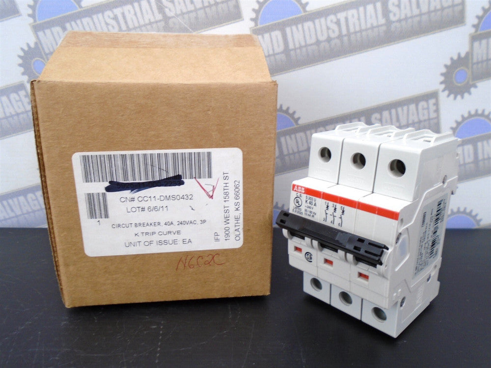 ABB - S203U-K40 - CIRCUIT BREAKER - K-Curve 3-P 40A 10kA 240VAC - (NEW in BOX)