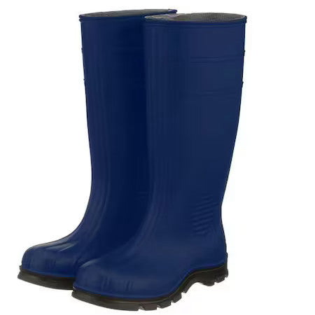Zoro Select 445L49 Men's Line Tuff Rubber Boot, Plain Toe, 15" Height, Blue, 15