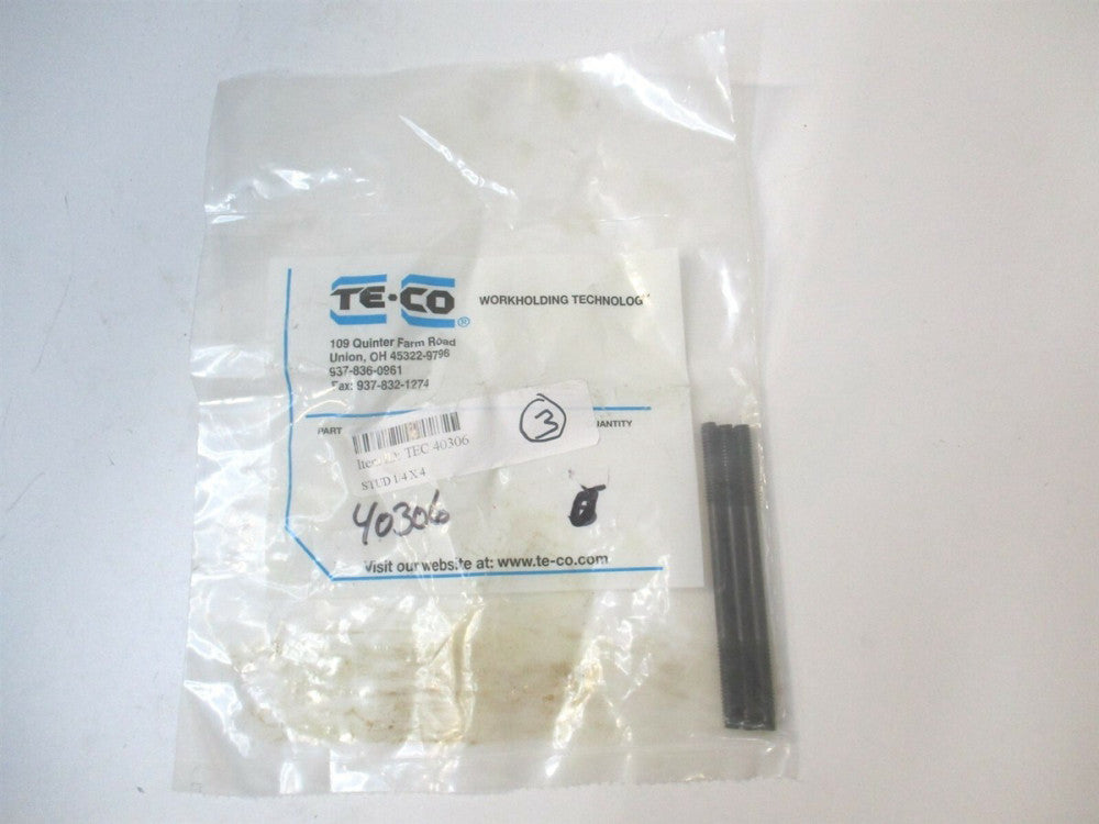 TE-CO (40306) 1/4-20 1" x 4" OAL Equal Double Threaded Stud - Pack of 3