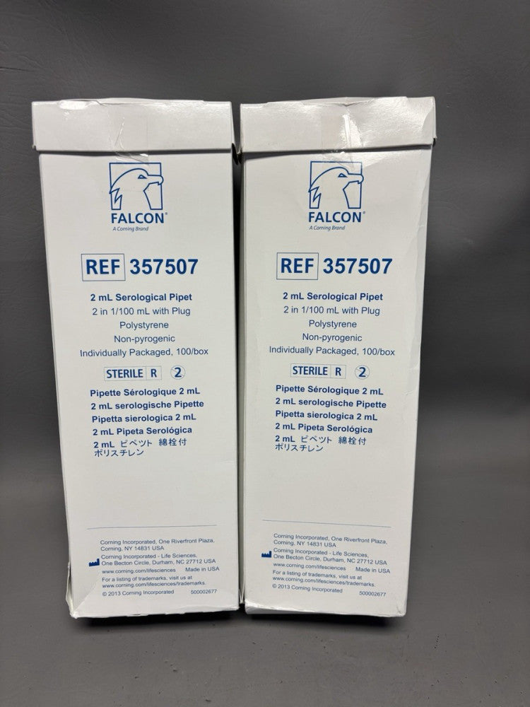 200- Falcon 2mL in 1/100 Sterile Polystyrene Serological Pipets 357507