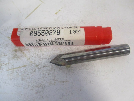 (923750060) 3/8" x 3/8" x 2-1/2" 60° Single End Solid Carbide 2Fl Chamfer Mill 