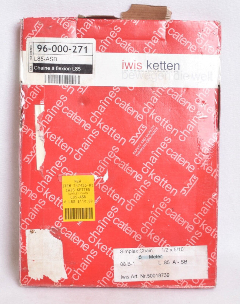 IWIS L85-ASB 08B-1 1/2X5/16 5 METER ROLLER CHAIN