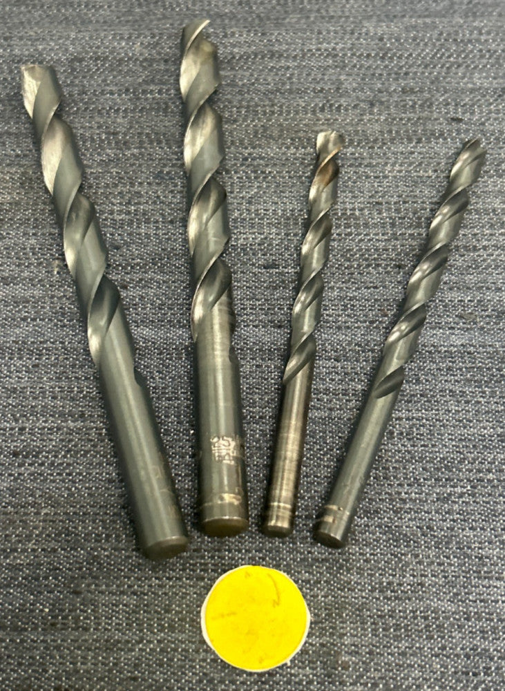 ASSORTED BRANDS & SIZES HSS 2 FLUTE DRILL BIT  LOT OF 4