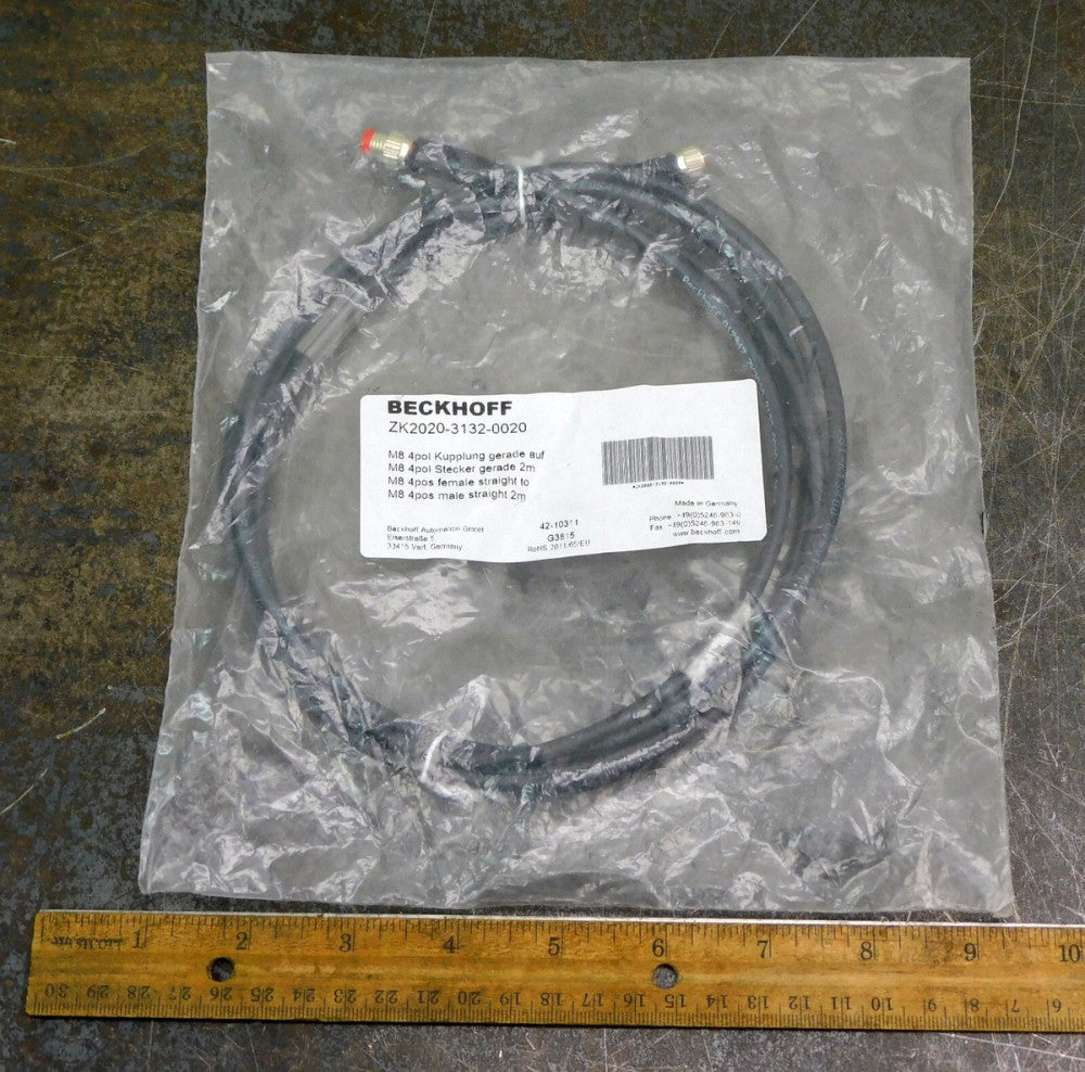 Beckhoff ZK2020-3132-0020 PUR Flex Power Cable M8 4-Pin 2.00 M