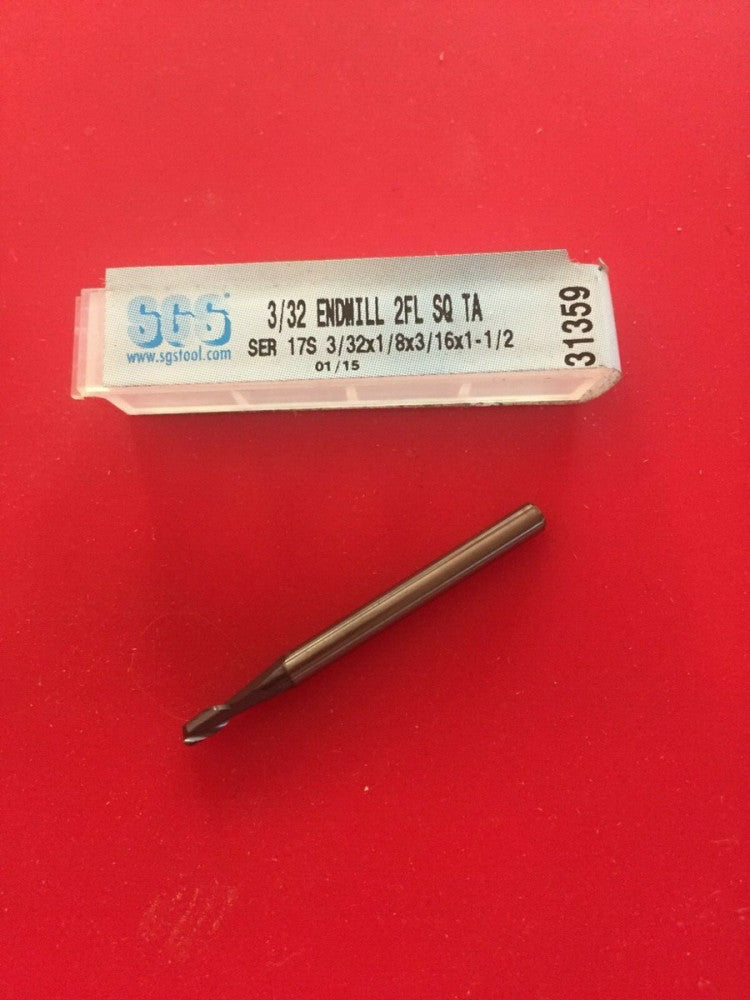 NEW SGS 31359 3/32" Solid Carbide End Mill 2 Flute Square AlTiN Coated