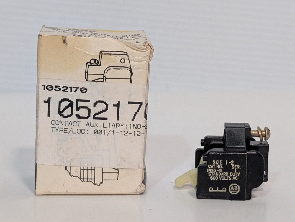 Allen-Bradley 1495-G1 Auxiliary Contact Block Size 1–2 1NC 600VAC Standard Duty