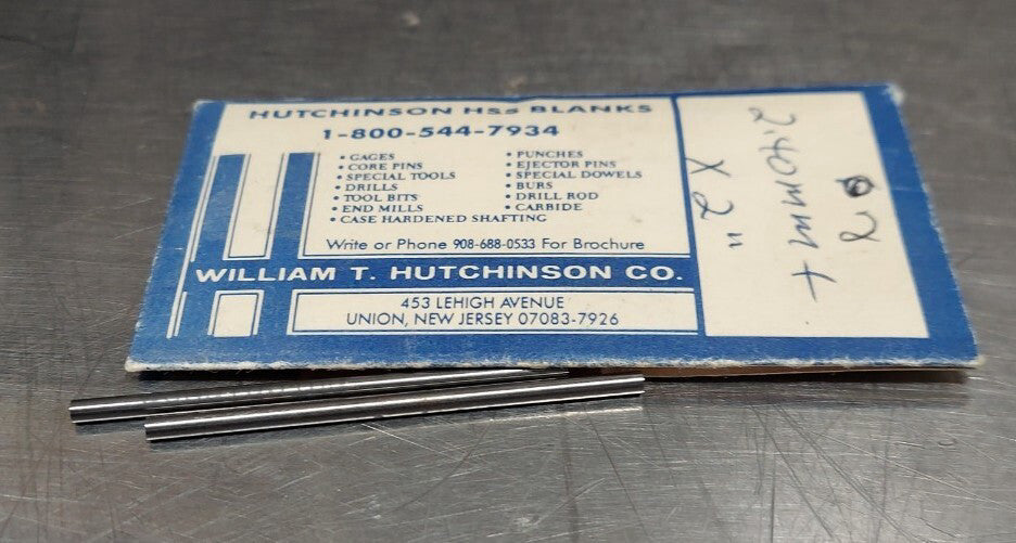 Lot Of 2 - USA Hutchinson 2.40mm x 2" Drill Blank Reamer Pin Gage