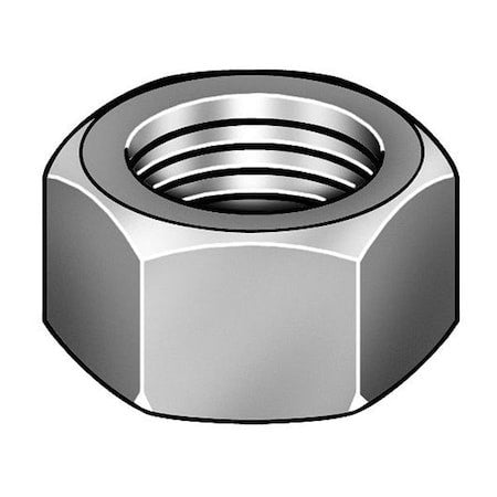 Zoro Select 4Rxn3 Hex Nut, 2"-12, Steel, Grade 8, Zinc Plated, 1-49/64 In Ht,