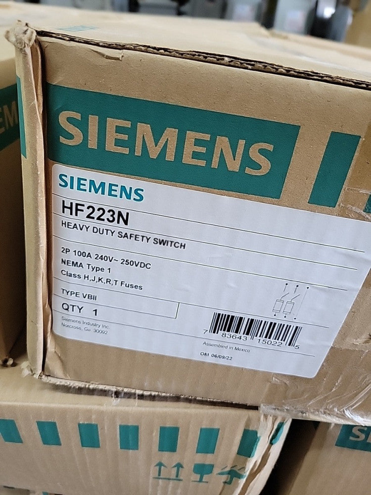 1  NEW SIEMENS HF223N 100A 240V 2P FUSE N1