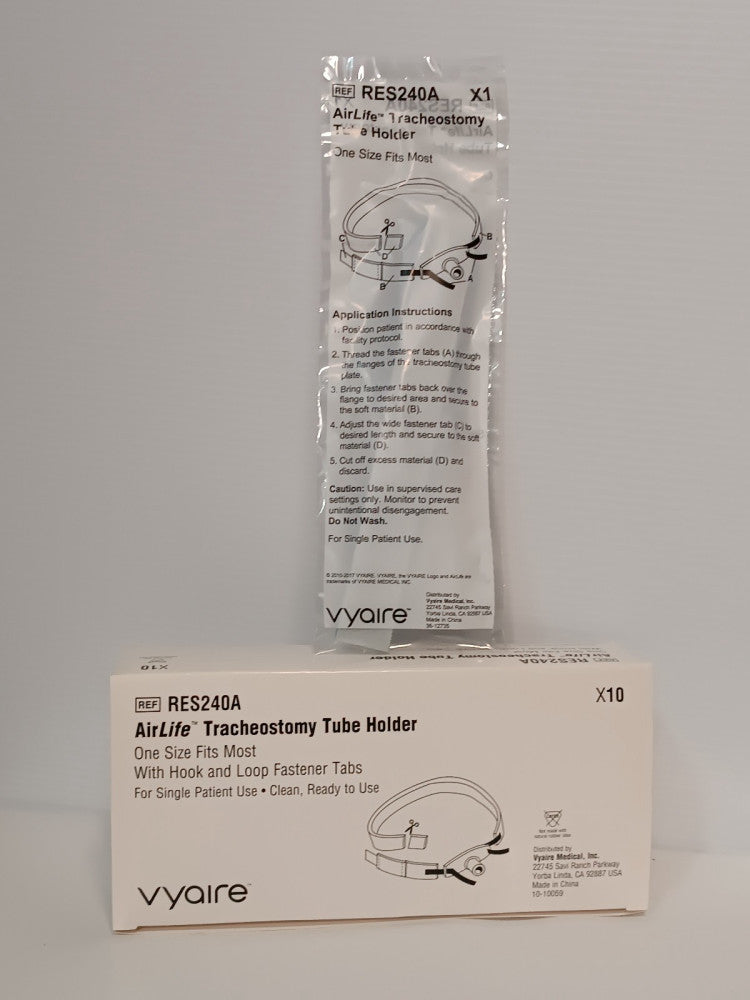 10 Count: Vyaire RES240A AirLife Tracheostomy Tube Holders, Individually Wrapped