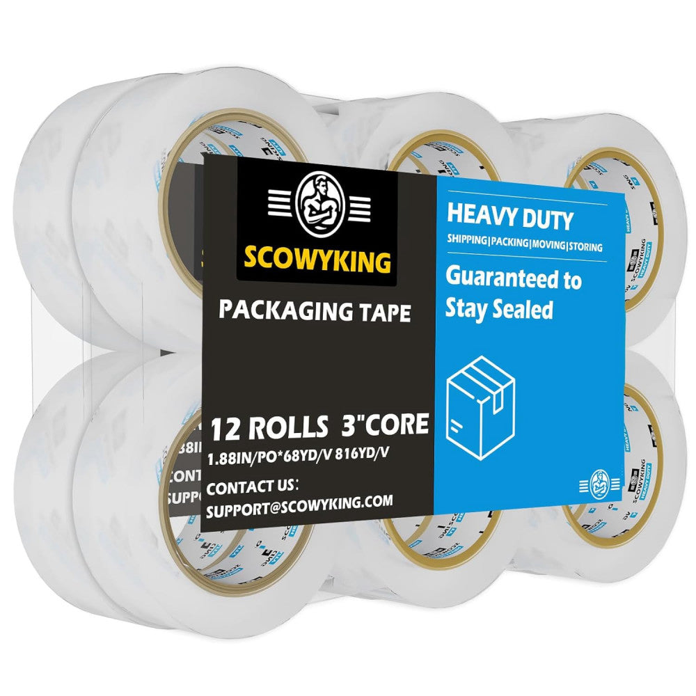 Heavy Duty Sealing Packing | Shipping | Box Tape | Clear | 12 Rolls Carton