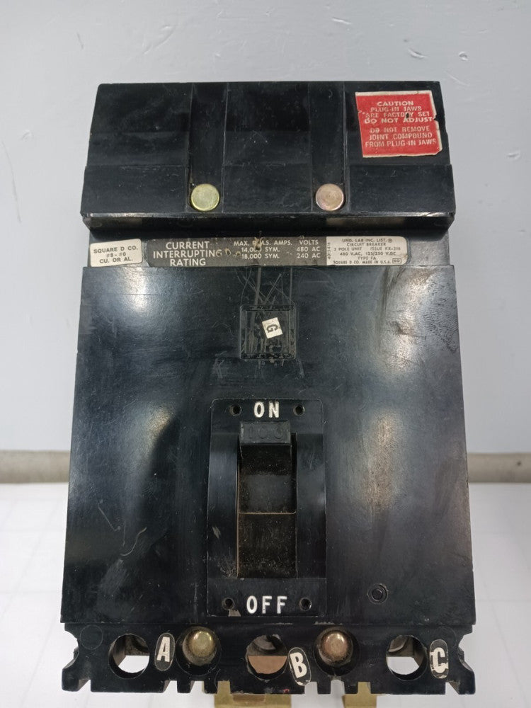 SQUARE D 100 AMP I-LINE CIRCUIT BREAKER 3 POLE 480 VAC FA34100