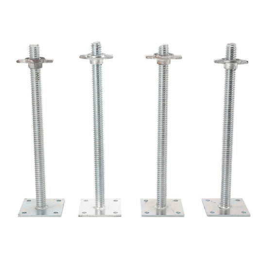 4X Adjustable 18in Steel Leveling Scaffolding Screw Jack Set W/ Base Plate