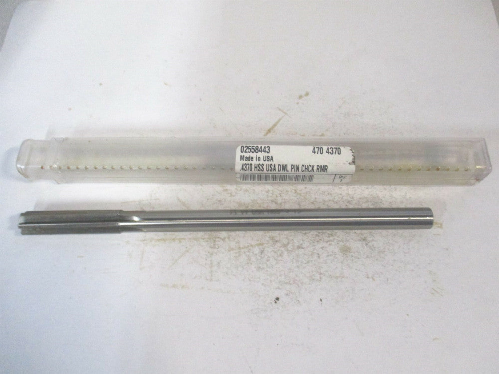 (470-0.4370) 0.437" x 1-3/4" x 7" 6-Flute Straight HSS Dowel Pin Chucking Reamer