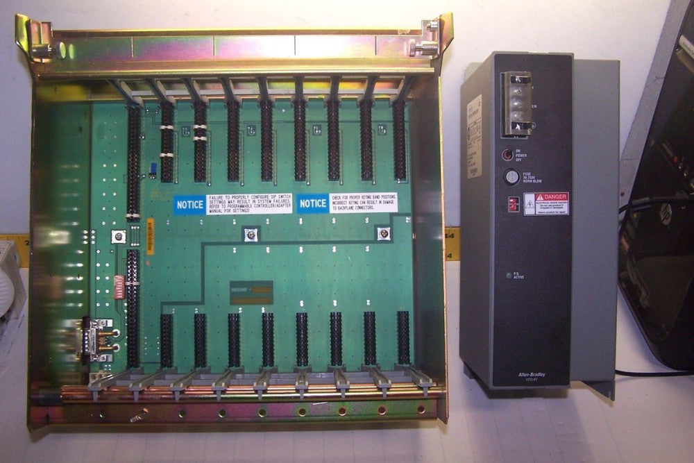 ALLEN BRADLEY 1771-A4B B 1771-P7 B RACK & POWER SUPPLY 16 SLOT I/O CHASSIS W/PS