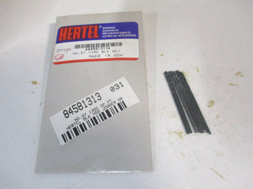 (84581313) #57 3/4" x 1-3/4" OAL 135° High Speed Steel Jobber Drill - Qty 10