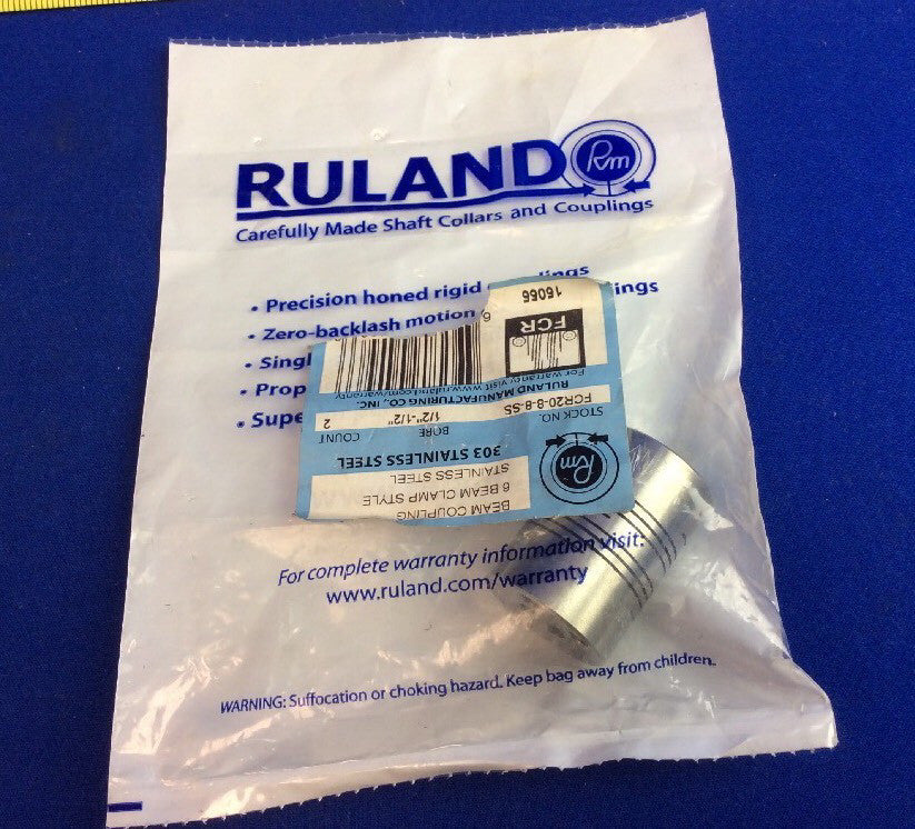 RULAND FCR20-8-8-SS STAINLESS STEEL BEAM COUPLING 1/2"