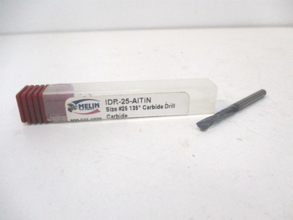Melin (57218) 1" x 2-1/16" OAL #25 Solid Carbide Altin Coated Drill Bit 