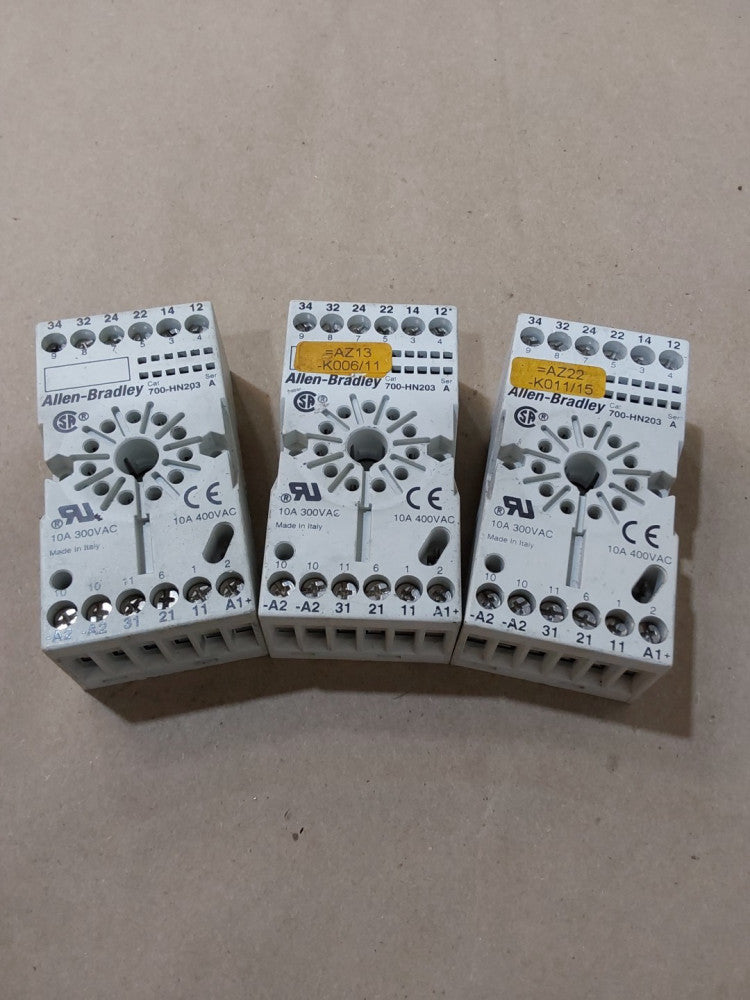 ALLEN-BRADLEY 700-HN203 Series A Relay Base Socket (LOT OF 3)