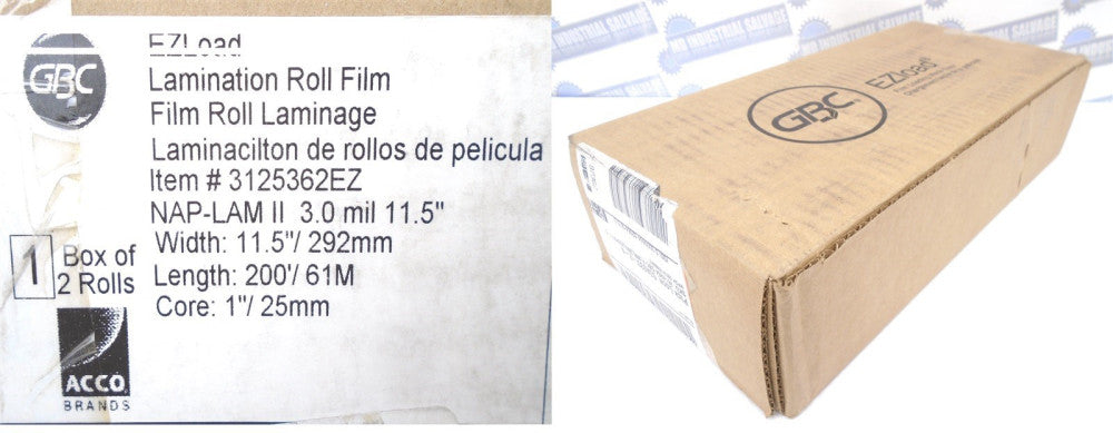 (2 Rolls) GBC - 3125362EZ - EzLoad LAMINATING FILM, CLEAR, 3Mil, 11.5 x 200 BLUE