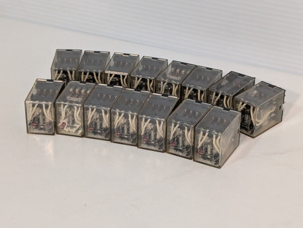 Lot of 15 Omron MY4N general purpose relays, 4PDT 14-pin, 100/110VAC coil