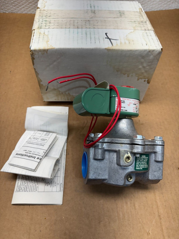 NEW IN BOX ASCO RED HAT SOLENOID VALVE 1-1/4" PIPE 110/120V. COIL JB821460
