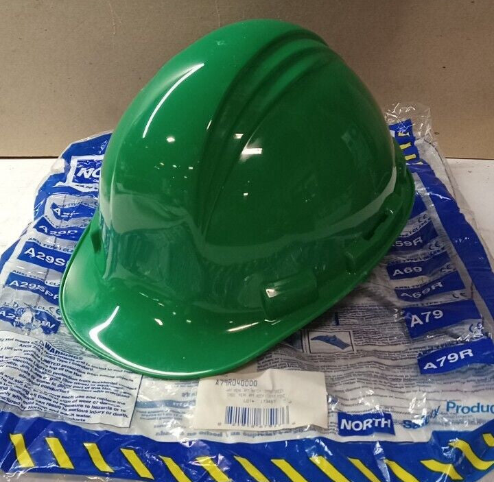 BOX OF 20) NEW NORTH DARK GREEN HARD-HAT 4 PT RATCHET ADJUSTABLE  A79R040000