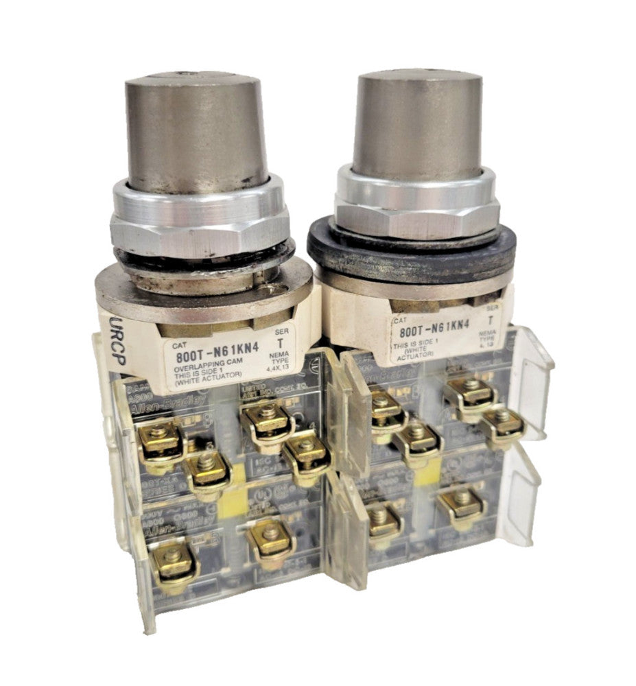 ALLEN-BRADLEY KEYED SELECTOR SWITCH 800T-N61KN4, SER. T, 4 CONTACTORS *LOT OF 2*