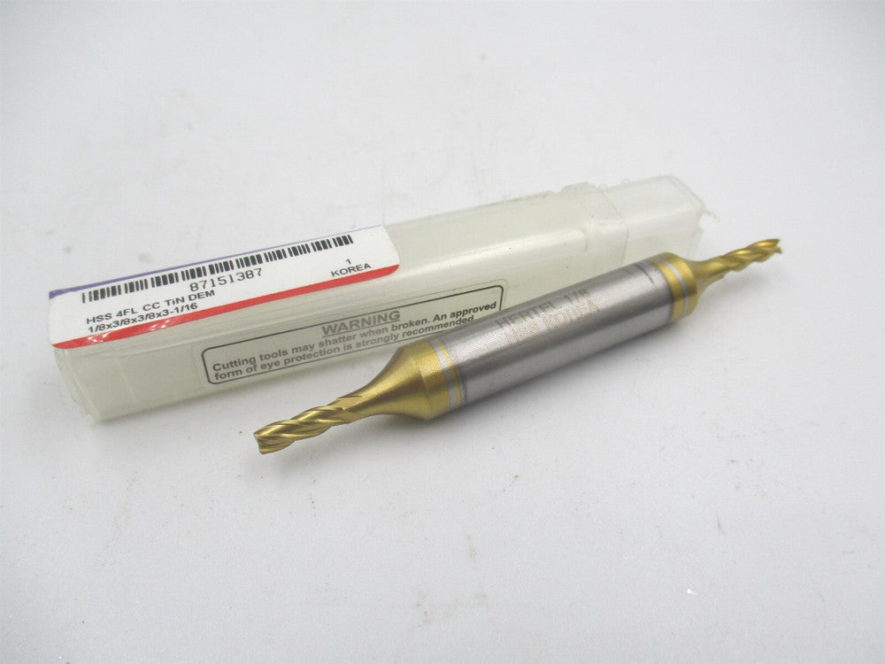 (E8053008) 1/8'' x 3/8'' x 3/8'' x 3-1/16'' OAL 4 Flutes HSS Square End Mill 