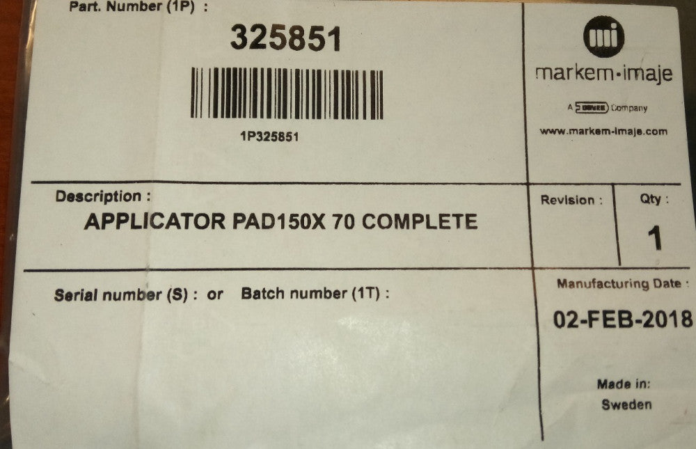 MARKEM-IMAJE APPLICATOR 150X 70 COMPLETE 325851