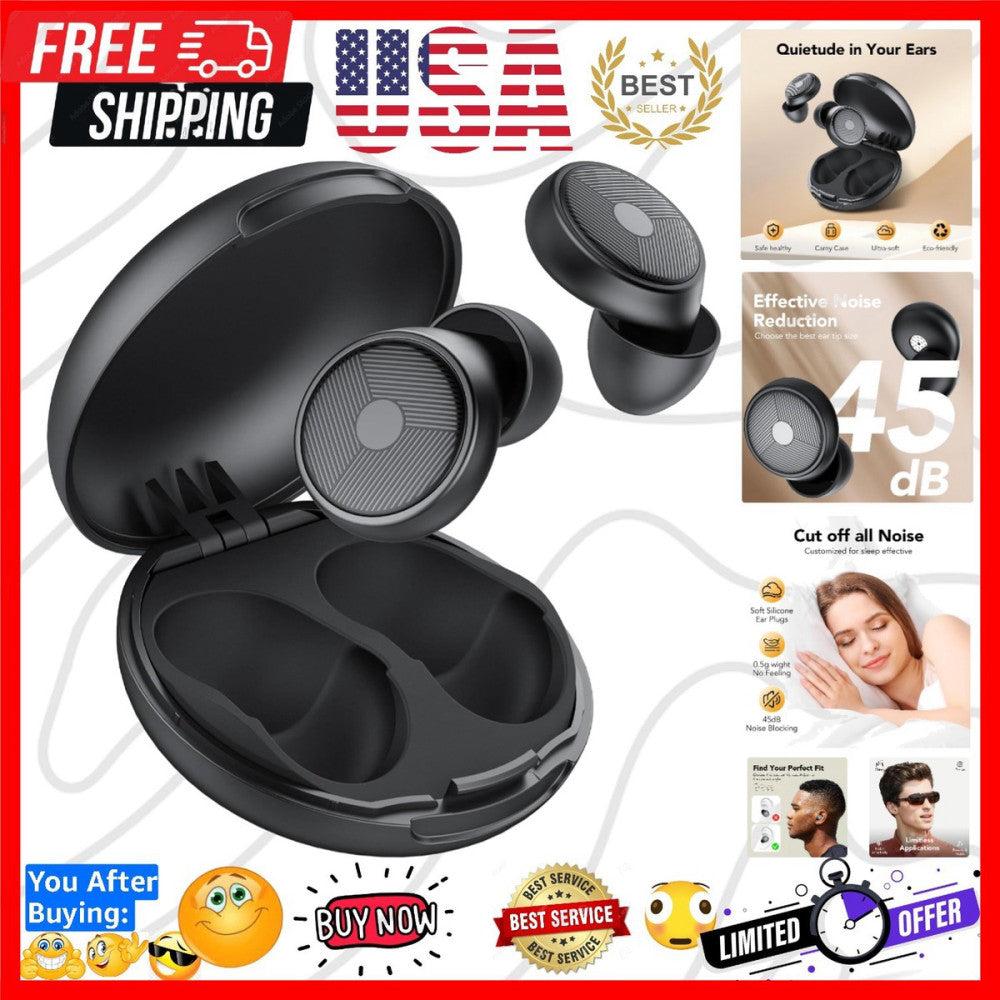 Ear Plugs for Sleeping Noise Cancelling -45dB, Soft and Reusable Silicone Hea...