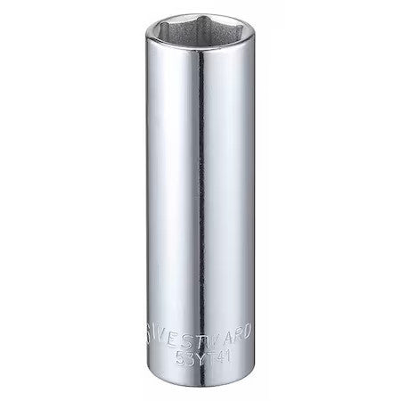 Westward 53Yt41 Westward 3/8 In Drive, 9/16" Hex Sae Socket, 6 Points,  Steel,
