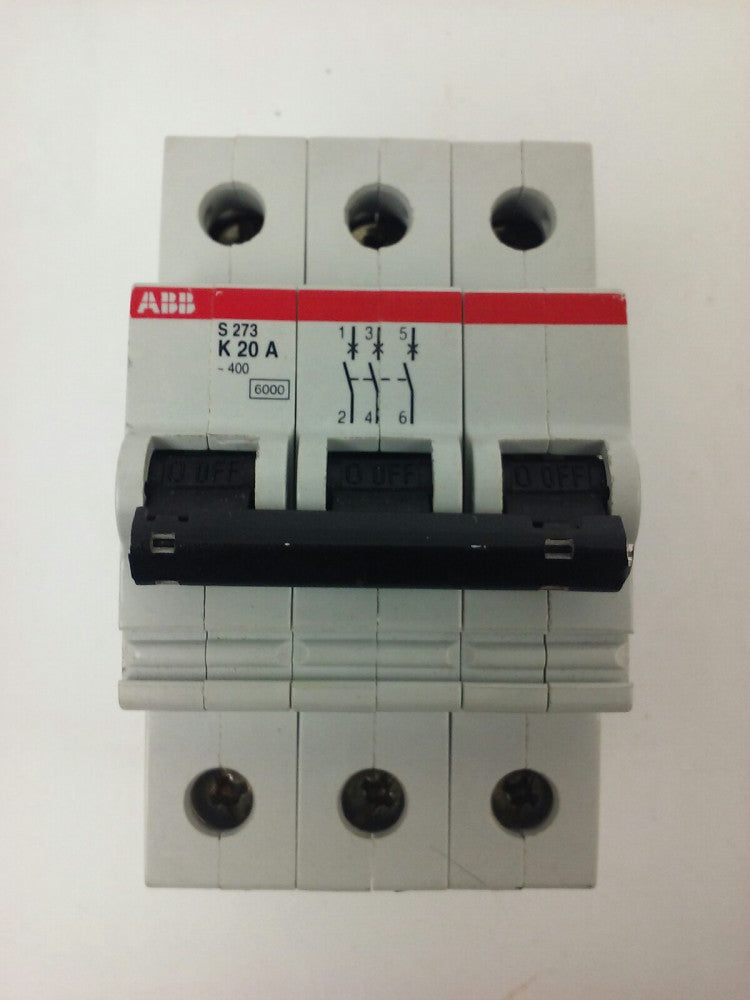 ABB, S273-K20A, CIRCUIT BREAKER, 3P, 277/480VAC, 10KA, 20A, VDE0660, NEW SURPLUS