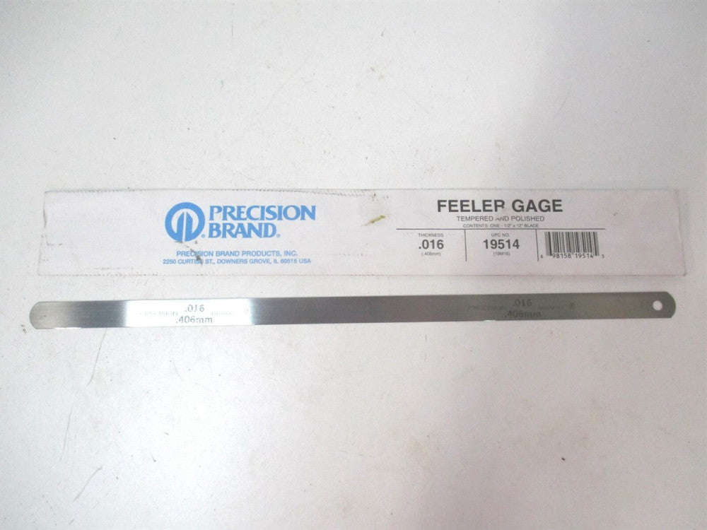 Precision (19515) 0.4100 x 1/2" x 12" OAL High Carbon Steel Parallel Feeler Gage