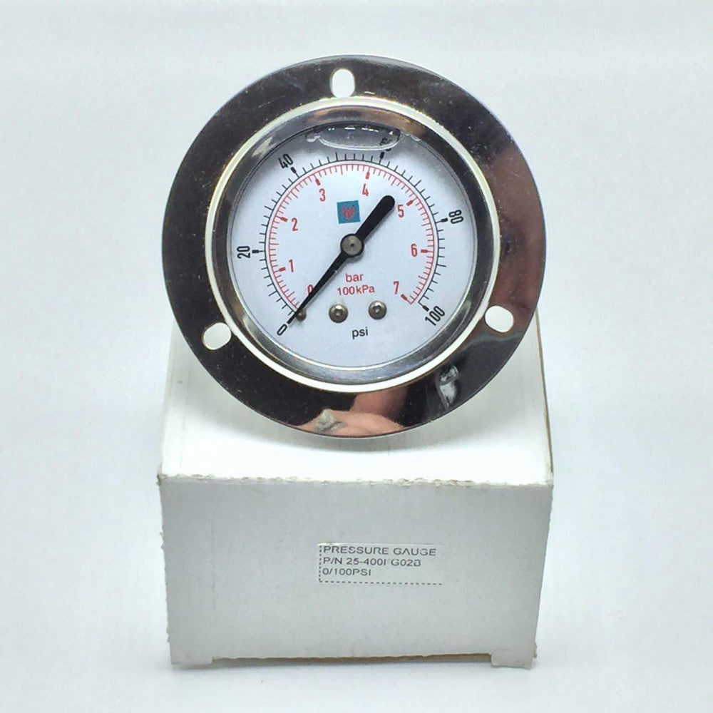 NEW UNITED INSTRUMENT 25-400FG02B 0/100 PRESSURE GAUGE FILLED 0-100 PSI 
