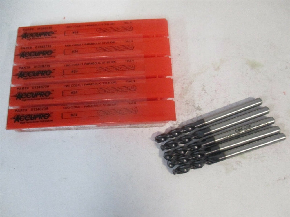 (1630386A-AC) #24 130° Parabolic Flute Cobalt Screw Machine Drill Bit - Qty 5