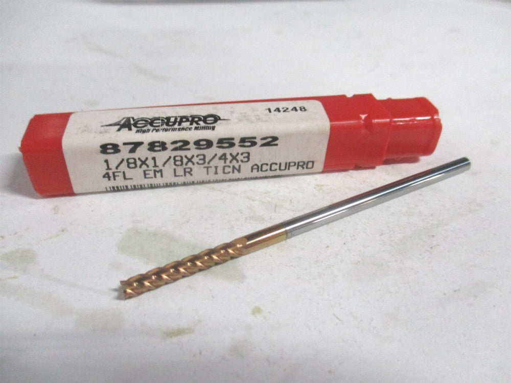 (12183448) 1/8" x 3/4" x 1/8" x 3" OAL Solid Carbide 4 Flute Square End Mill 