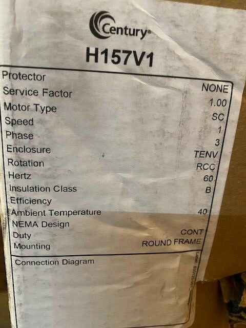 H157V1 1/4 HP, 1725 RPM CENTURY AO SMITH ELECTRIC MOTOR (NEW)
