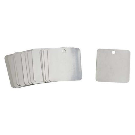 Brady 44403 Blank Tag, Stainless Steel, 2 In H X 2 In W, Silver, Square, 25 Pk