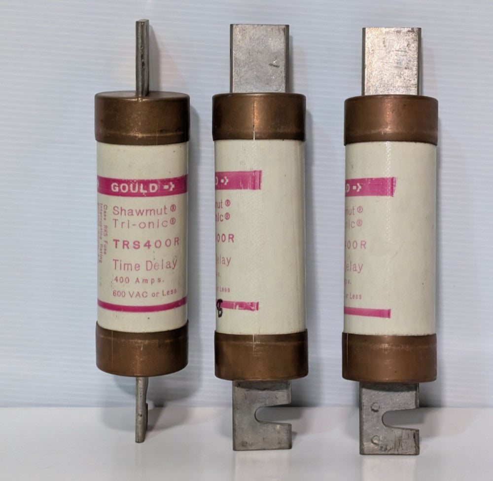 Lot of 3: Gould Shawmut TRS400R Tri-Onic Time Delay Fuses, 400 Amp, 600 VAC Max