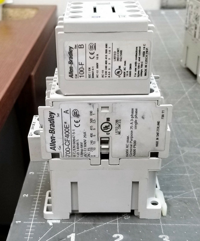 Allen Bradley 700-CF400E Control Relay 24V 4-Pole, 100-F / 100-S Auxiliary [A0B2