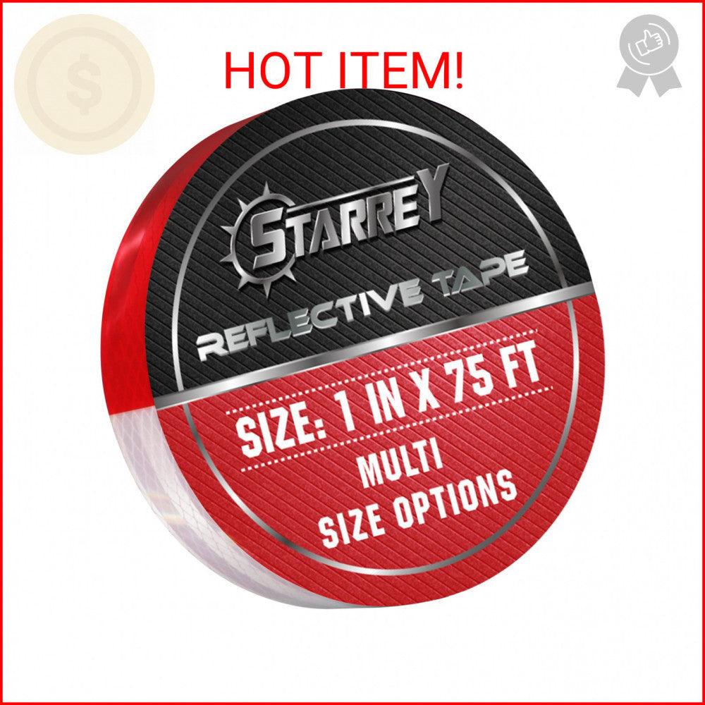 STARREY Reflective Tape Outdoor Red White 1 in X 75 FT Waterproof Self Adhesive 