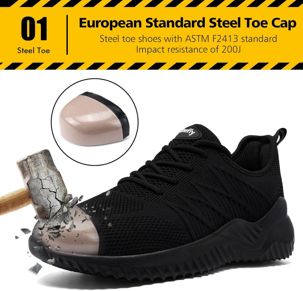 Women’s Steel Toe Work Shoes Puncture Resistant Safety Shoes Lightweight