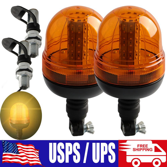 2x LED Warning Strobe Light 60 LEDs Amber Rotating Beacon Lamp Universal 12V