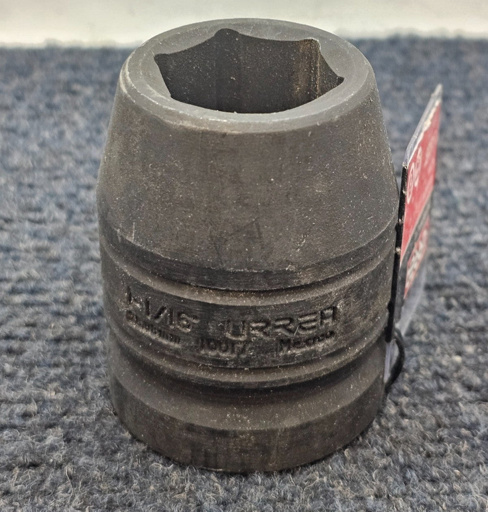 (QTY 3) Urrea 10017: 1" Drive 6-Point 1-1/16" Standard Impact Sockets