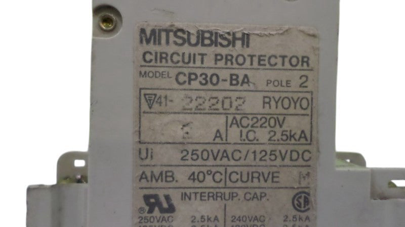 MITSUBISHI CP30-BA-2P-2A CIRCUIT PROTECTOR 2A UNMP