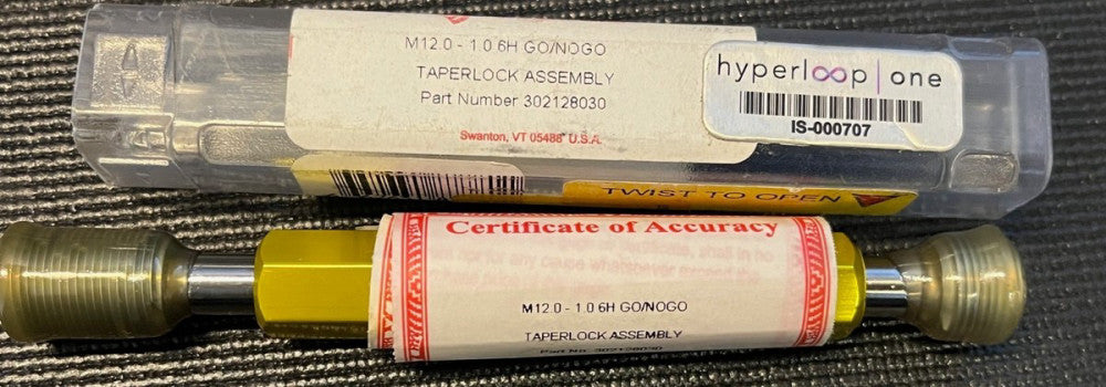 Vermont Gage M12x1.0 6H Go/No-Go Taperlock Plug Gage Assembly 302128030 NEW