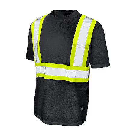 Tough Duck S39211 High Visibility T-Shirt, 1, O, Polyester, Black, L