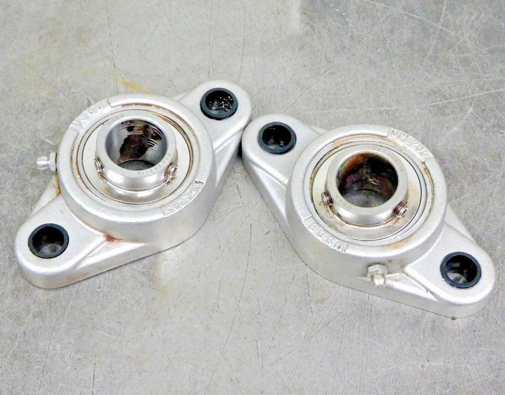IPTCI Bearings 25 mm SFL205 2-Bolt Flange Bearing Lot of Two (2) Stainless Steel