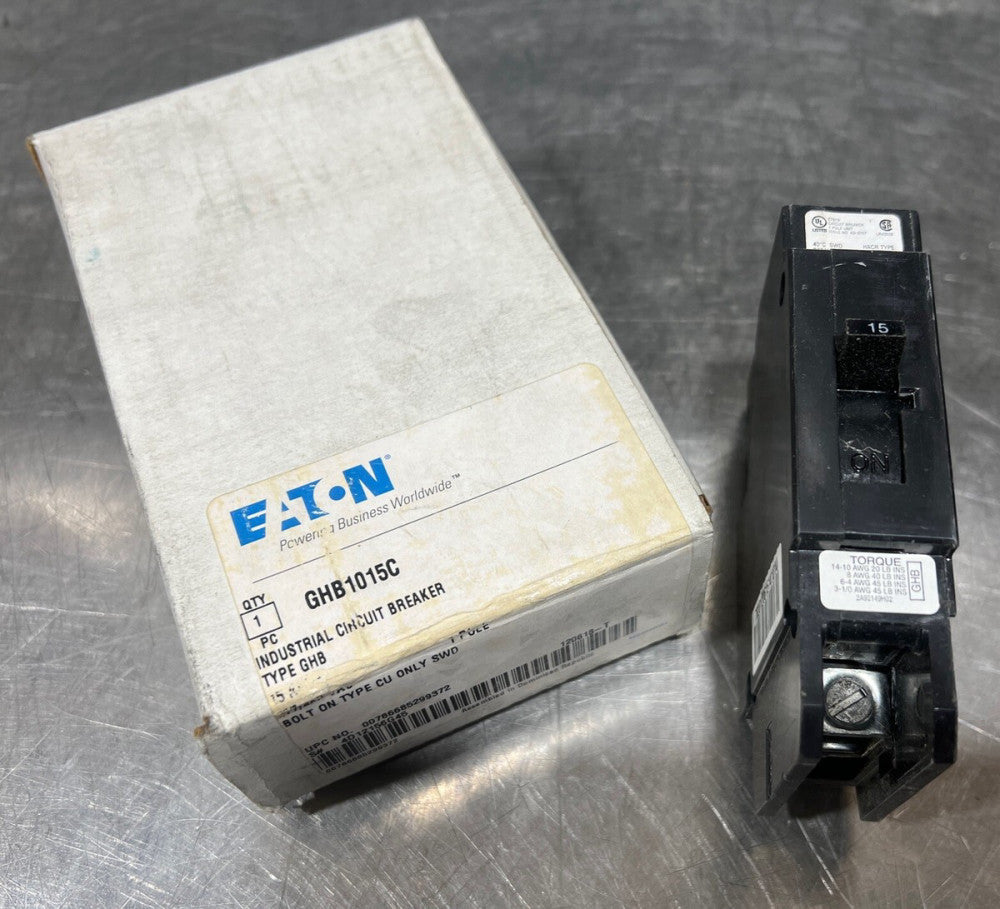 Eaton GHB1015C AC/DC 15A Molded Case Circuit Breaker - Black Nos Surplus